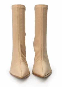 Tony Bianco Kit Nude Lycra 9.5cm Ankle Boots Shoes