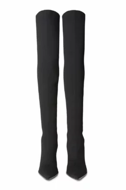 Tony Bianco Shoes Kori Black Sock Knit 9.5cm Long Boots