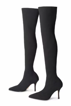 Tony Bianco Shoes Kori Black Sock Knit 9.5cm Long Boots
