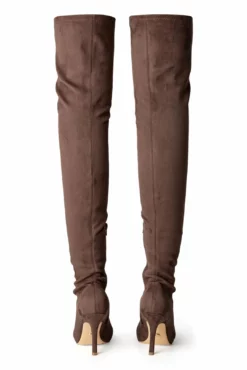 Tony Bianco Shoes Kylie Choc Stretch Suede 9.5cm Long Boots