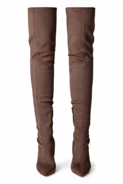 Tony Bianco Shoes Kylie Choc Stretch Suede 9.5cm Long Boots