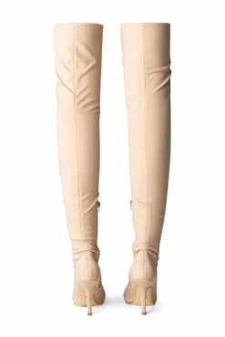 Tony Bianco Kylie Nude Lycra 9.5cm Long Boots 9 Tony Bianco Kylie Nude Lycra 9.5cm Long Boots