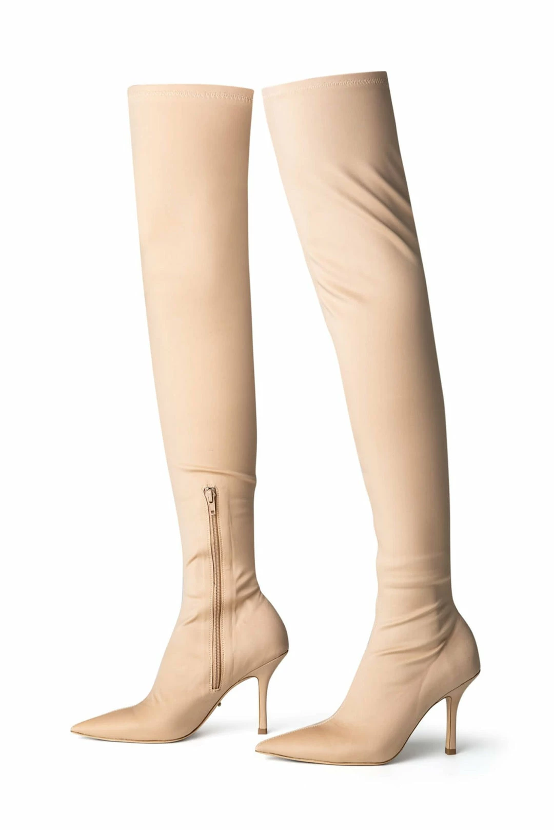 Tony Bianco Kylie Nude Lycra 9.5cm Long Boots 5 Tony Bianco Kylie Nude Lycra 9.5cm Long Boots