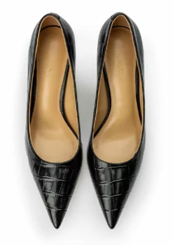 Tony Bianco Kysaia Black Croc 9.5cm Heels