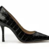 Tony Bianco Kysaia Black Croc 9.5cm Heels