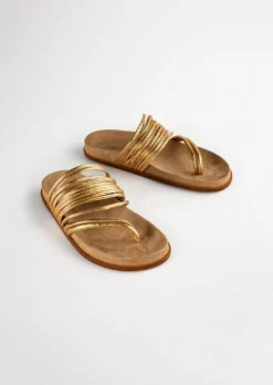 Tony Bianco Shoes Lamana Antique Gold Nappa 1.5cm Sandals