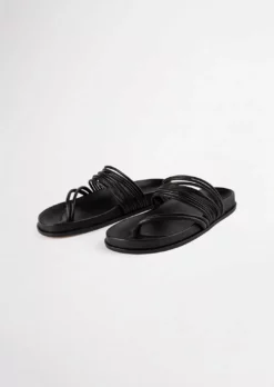 Tony Bianco Lamana Black Nappa 1.5cm Sandals Shoes