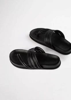 Tony Bianco Lamana Black Nappa 1.5cm Sandals Shoes