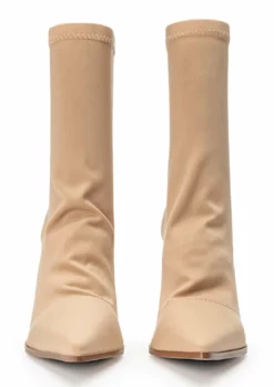 Tony Bianco Shoes Lila Nude Lycra 10.3cm Ankle Boots