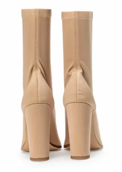Tony Bianco Shoes Lila Nude Lycra 10.3cm Ankle Boots