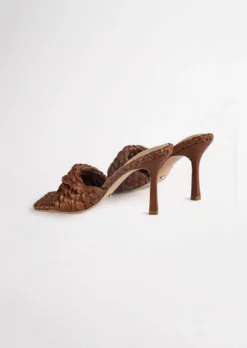 Tony Bianco Back In Stock Lourdes Chocolate Raffia 9.5cm Heels
