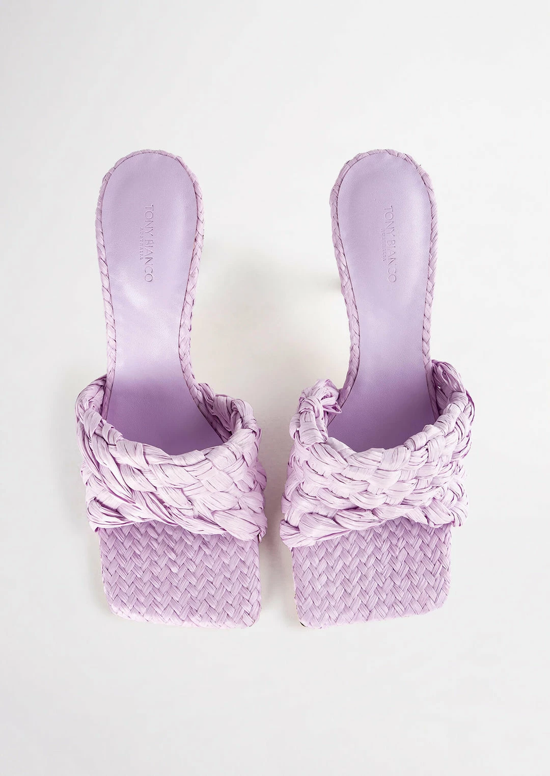 Tony Bianco Lourdes Lilac Raffia 9.5cm Heels 10 Tony Bianco Lourdes Lilac Raffia 9.5cm Heels