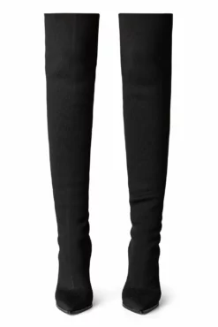 Tony Bianco Lucca Black Sock Knit 10.3cm Long Boots