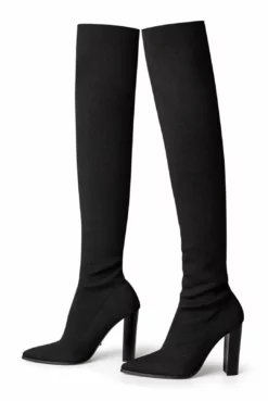 Tony Bianco Lucca Black Sock Knit 10.3cm Long Boots
