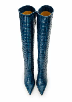Tony Bianco Lucille Blue Croc 10.3cm Calf Boots 9 Tony Bianco Lucille Blue Croc 10.3cm Calf Boots
