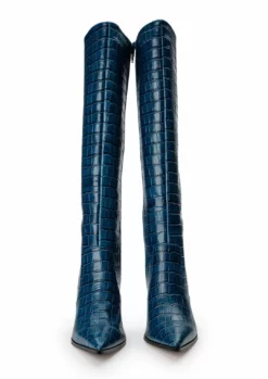 Tony Bianco Lucille Blue Croc 10.3cm Calf Boots