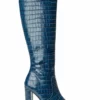 Tony Bianco Lucille Blue Croc 10.3cm Calf Boots