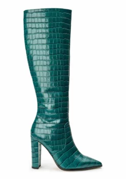 Tony Bianco Lucille Green Croc 10.3cm Calf Boots Shoes