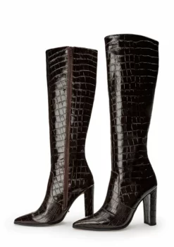 Tony Bianco Shoes Lucille Mocha Croc 10.3cm Calf Boots 10 Tony Bianco Shoes Lucille Mocha Croc 10.3cm Calf Boots
