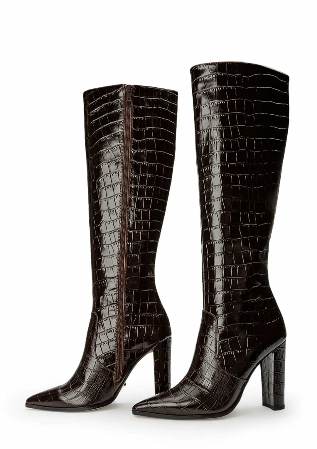 Tony Bianco Shoes Lucille Mocha Croc 10.3cm Calf Boots 6 Tony Bianco Shoes Lucille Mocha Croc 10.3cm Calf Boots
