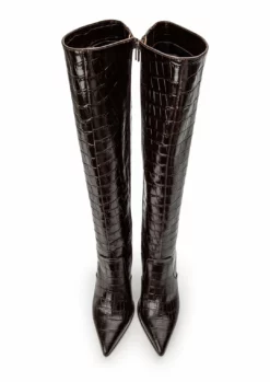Tony Bianco Shoes Lucille Mocha Croc 10.3cm Calf Boots 9 Tony Bianco Shoes Lucille Mocha Croc 10.3cm Calf Boots