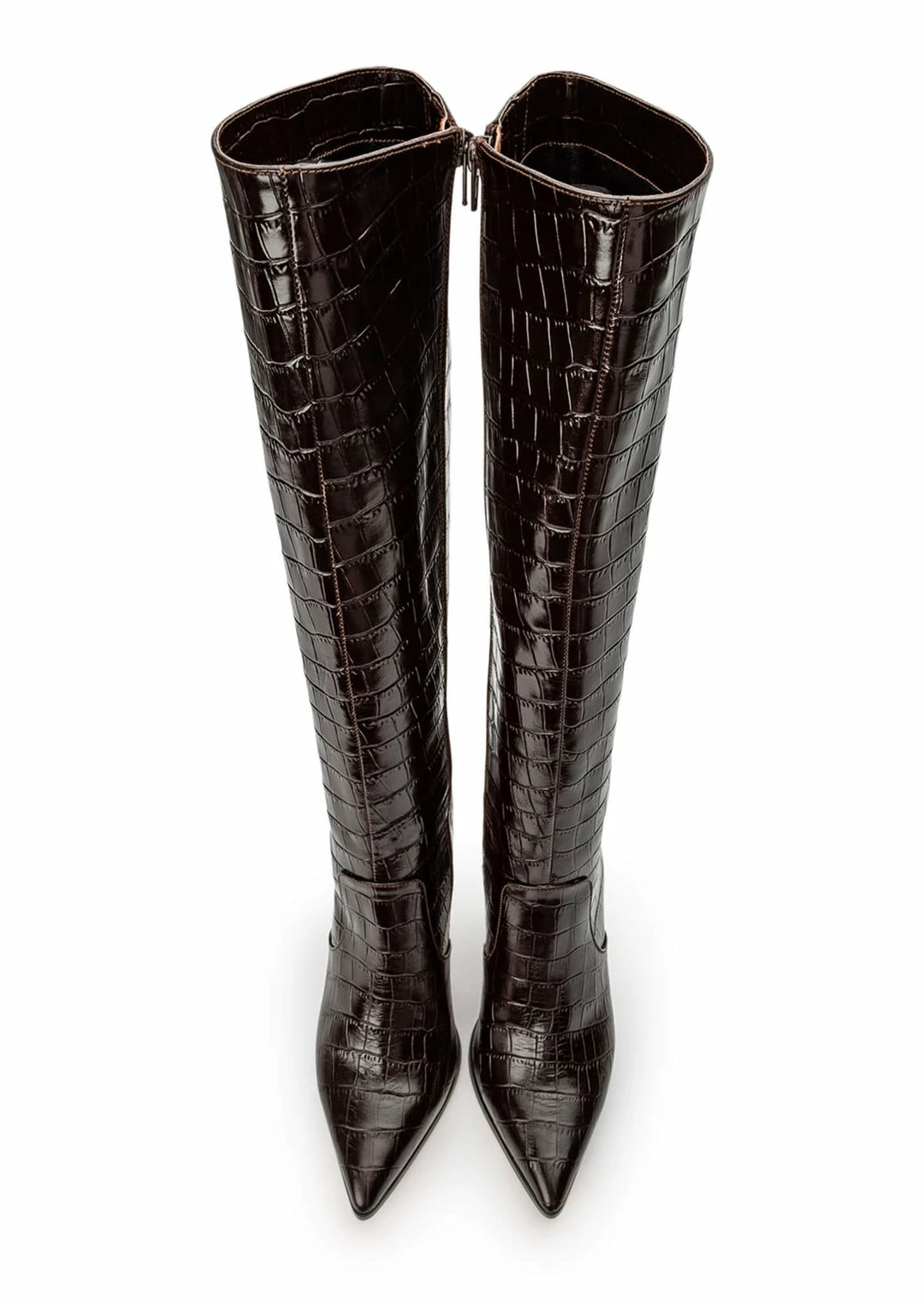 Tony Bianco Shoes Lucille Mocha Croc 10.3cm Calf Boots 5 Tony Bianco Shoes Lucille Mocha Croc 10.3cm Calf Boots