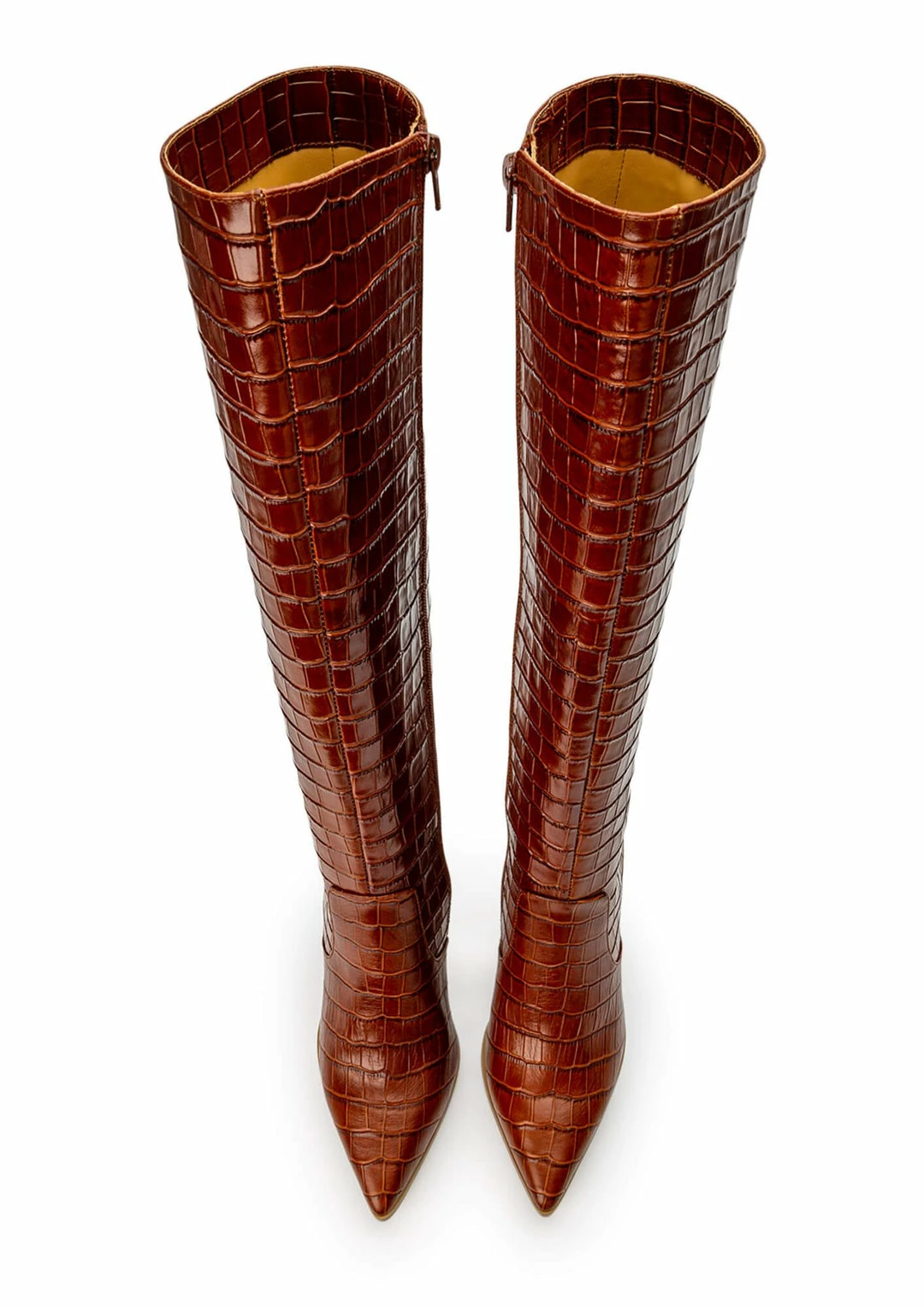 Tony Bianco Lucille Tan Croc 10.3cm Calf Boots 6 Tony Bianco Lucille Tan Croc 10.3cm Calf Boots