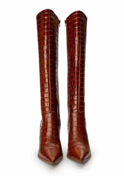 Tony Bianco Lucille Tan Croc 10.3cm Calf Boots 10 Tony Bianco Lucille Tan Croc 10.3cm Calf Boots