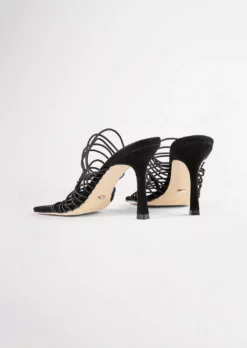 Tony Bianco Lynx Black Elastic 9.5cm Heels