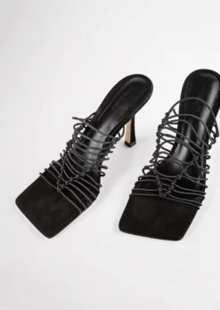 Tony Bianco Lynx Black Elastic 9.5cm Heels