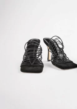 Tony Bianco Lynx Black Elastic 9.5cm Heels