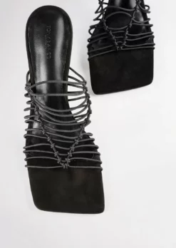 Tony Bianco Lynx Black Elastic 9.5cm Heels