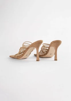 Tony Bianco Shoes Lynx Caramel Elastic 9.5cm Heels