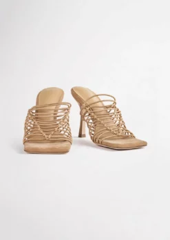 Tony Bianco Shoes Lynx Caramel Elastic 9.5cm Heels