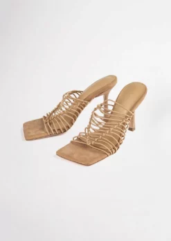 Tony Bianco Shoes Lynx Caramel Elastic 9.5cm Heels