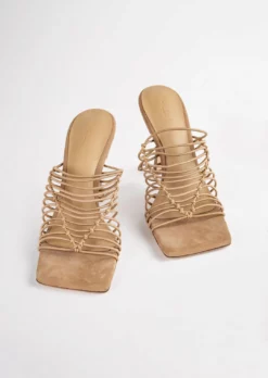 Tony Bianco Shoes Lynx Caramel Elastic 9.5cm Heels