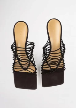 Tony Bianco Lynx Choc Elastic 9.5cm Heels Shoes