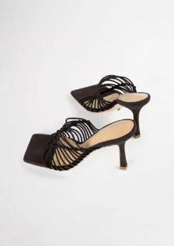 Tony Bianco Lynx Choc Elastic 9.5cm Heels Shoes