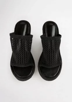 Tony Bianco Matrix Black Waffle 11.5cm Wedges 12 Tony Bianco Matrix Black Waffle 11.5cm Wedges