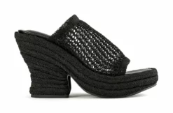 Tony Bianco Matrix Black Waffle 11.5cm Wedges