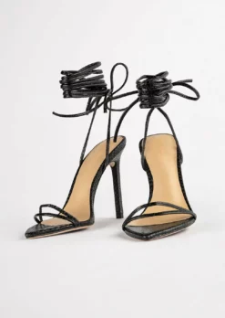 Tony Bianco Millie Black Snake 10.5cm Heels Best Sellers