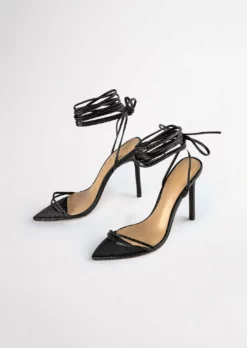 Tony Bianco Millie Black Snake 10.5cm Heels Best Sellers