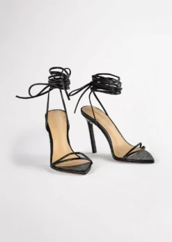 Tony Bianco Millie Black Snake 10.5cm Heels Best Sellers