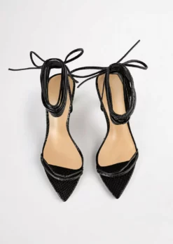 Tony Bianco Millie Black Snake 10.5cm Heels Best Sellers