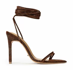 Tony Bianco Millie Choc Snake 10.5cm Heels Shoes
