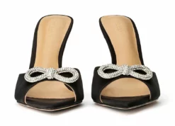 Tony Bianco Montana Black Satin 10.5cm Heels