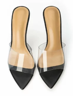 Tony Bianco Best Sellers Mylo Clear Vinylite/Black 10.5cm Heels