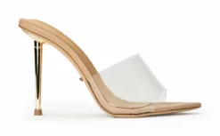 Tony Bianco Mylo Clear Vinylite/Skin 10.5cm Heels