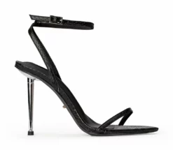 Tony Bianco Myra Black Snake 10.5cm Heels