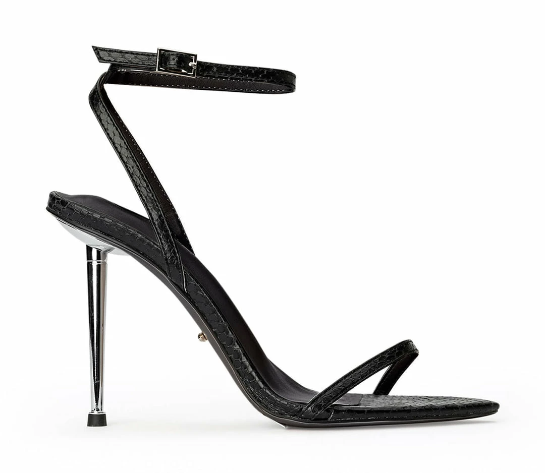 Tony Bianco Myra Black Snake 10.5cm Heels 3 Tony Bianco Myra Black Snake 10.5cm Heels